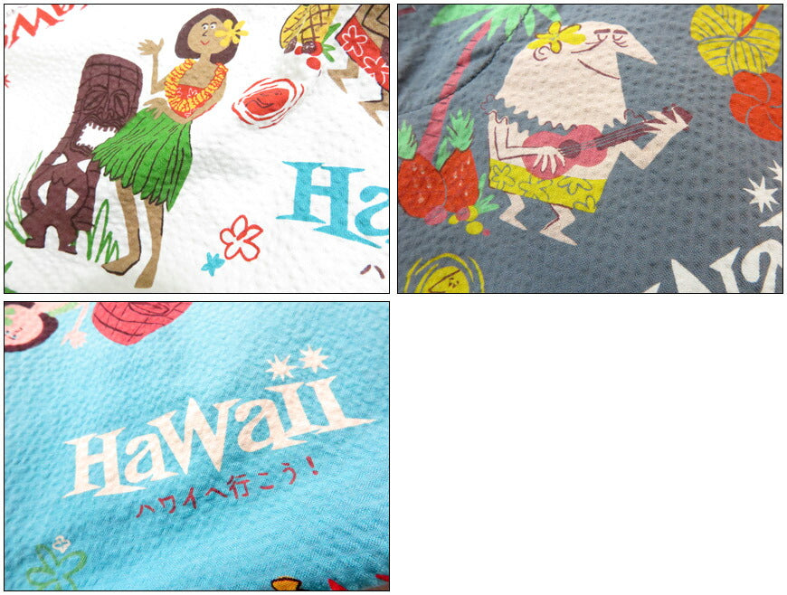 サンサーフ SUN SURF ショーツ ハーフパンツ シアサッカー生地 COTTON SEERSUCKER SHORTS “TRIP TO HAWAII” by 柳原良平 with MOOKIE SS52569
