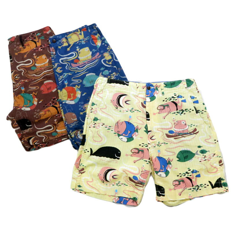 サンサーフ SUN SURF ショーツ ハーフパンツ DOBBY COTTON SHORTS “OCEAN ACTIVITIES” by 柳原良平 with MOOKIE SS52570