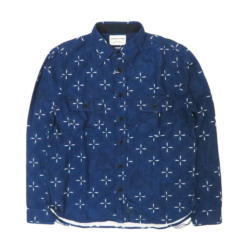 サムライジーンズ SAMURAI JEANS 業平菱金魚柄ジャガードワークシャツ 日本製 SSS25-02