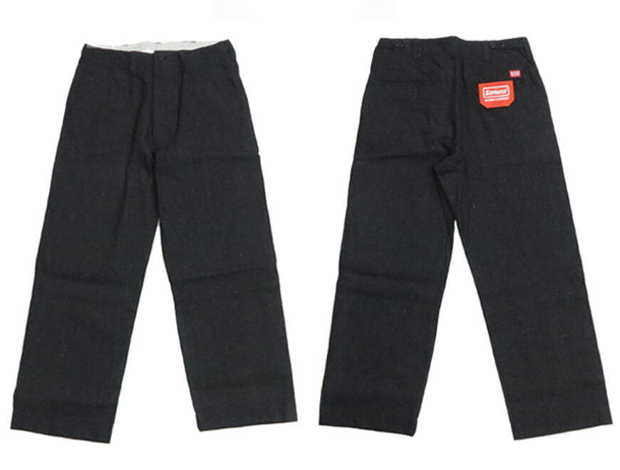 サムライジーンズ SAMURAI JEANS ジーンズ13oz へリンボーン ワイドトラウザーズ SWC600C-HBII ブラック