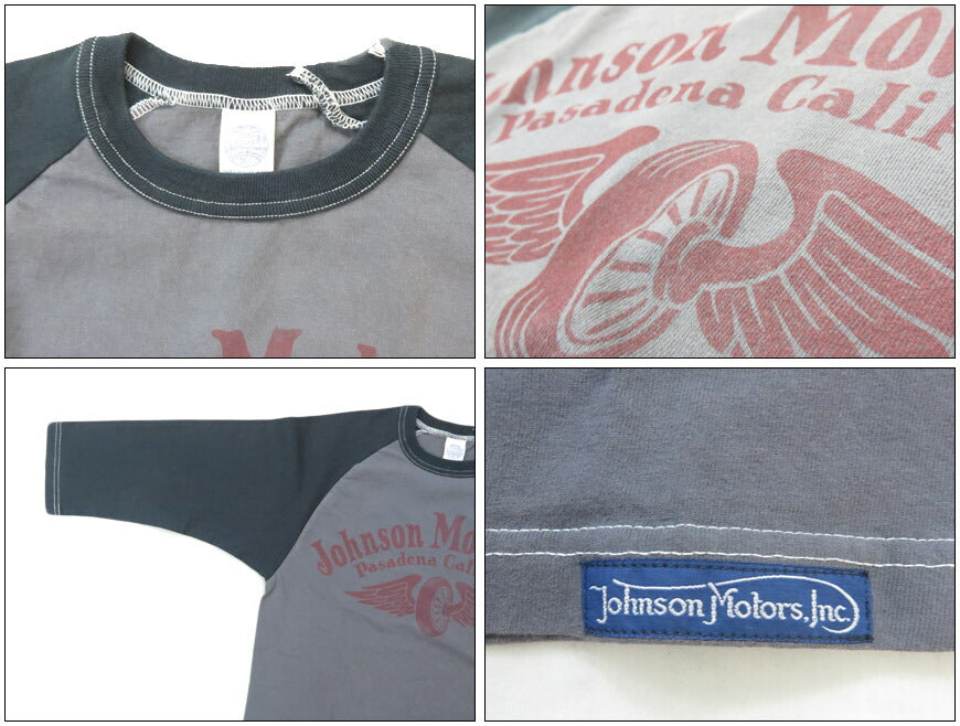 トイズマッコイ TOYS McCOY 6分袖 ラグランスリーブ Tシャツ CROPPED RAGLAN TEE " JOHNSON MOTORS " TMC2532【2025年春夏新作】