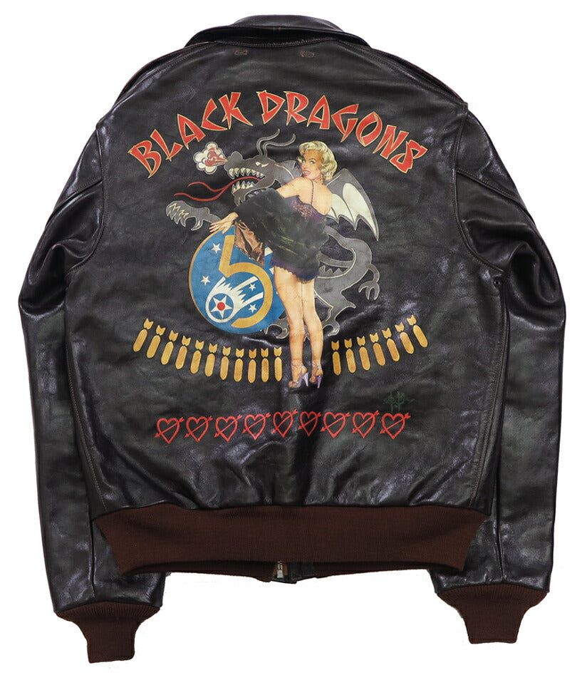 トイズマッコイ TOYS McCOY A-2 レザー フライトジャケット MARILYN MONROE BLACK DRAGONS ホースハイド 馬革 TMJ2427 【2024-25年秋冬新作】