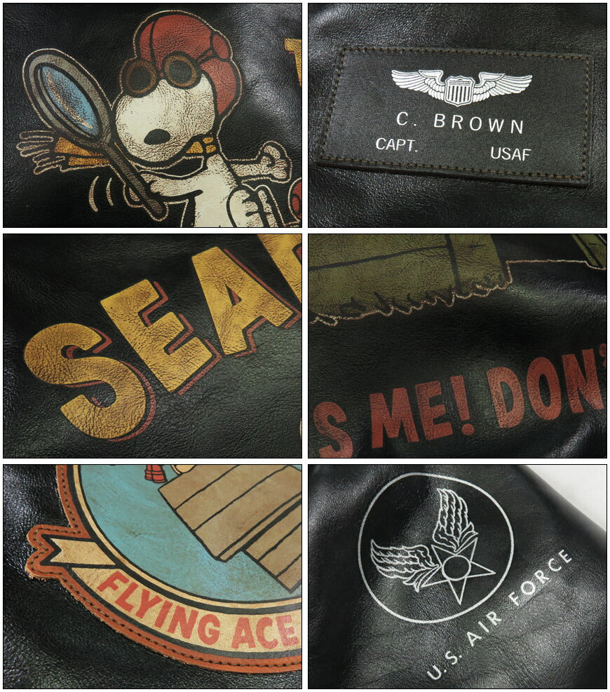 トイズマッコイ TOYS McCOY ブラック A-2 レザー フライトジャケット RWA CLOTHING CO. BLACK VER. RED LINING スヌーピー ハンドペイント SNOOPY SEARCHING FOR THE RED BARON ホースハイド 馬革 TMJ2502 【2025年春夏新作】