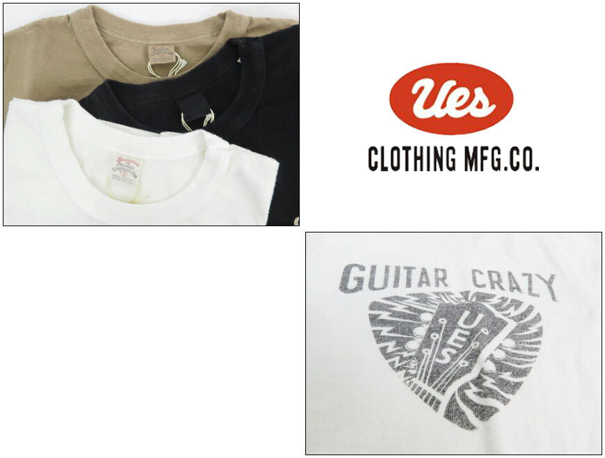 UES ウエス GUITAR CRAZY ギター クレイジー バインダーネック 半袖 Tシャツ 652507【2025年春夏新作】