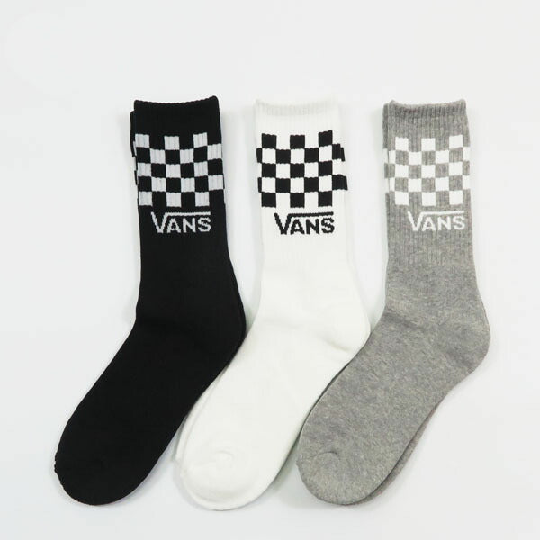 VANS バンズ クラシックチェック クルーソックス BLACK / WHITE / GRAY 3足セット ヴァンズ VN000QBUY28