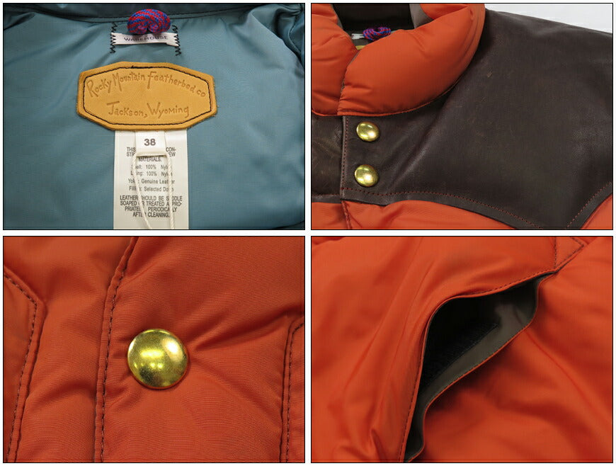ウェアハウス WAREHOUSE ロッキーマウンテン フェザーベッド ROCKY MOUNTAIN FEATHERBED リップストップナイロン ダウンベスト ホースハイド レザーヨーク NYLON DOWN VEST ホワイトダックダウン WH2221 【2024-25年秋冬新作】