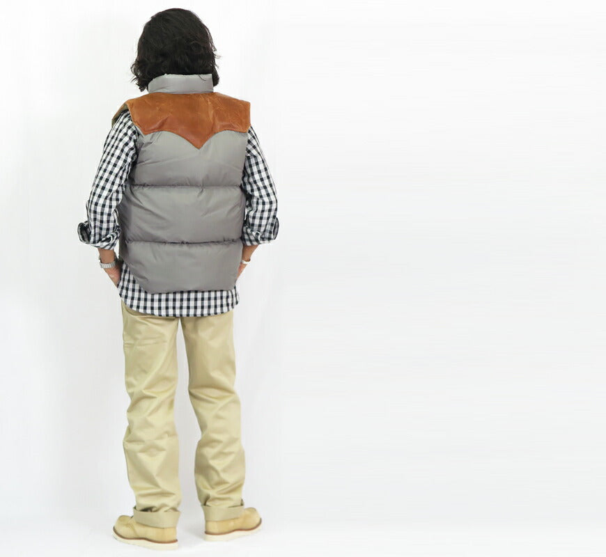 ウェアハウス WAREHOUSE ロッキーマウンテン フェザーベッド ROCKY MOUNTAIN FEATHERBED リップストップナイロン ダウンベスト ホースハイド レザーヨーク NYLON DOWN VEST ホワイトダックダウン WH2221 【2024-25年秋冬新作】