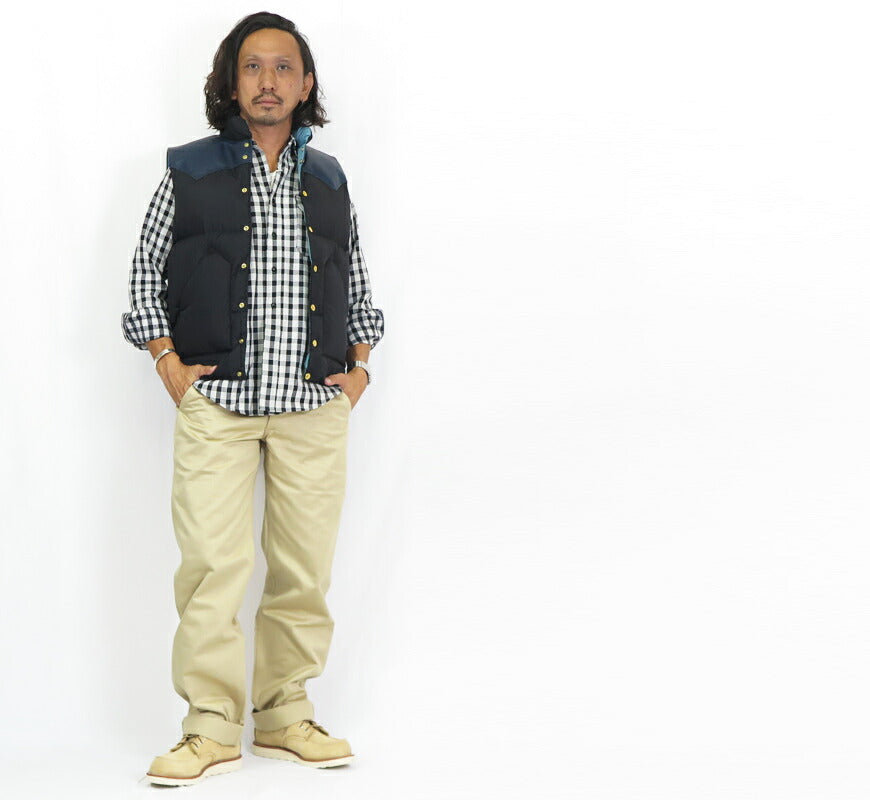ウェアハウス WAREHOUSE ロッキーマウンテン フェザーベッド ROCKY MOUNTAIN FEATHERBED リップストップナイロン ダウンベスト ホースハイド レザーヨーク NYLON DOWN VEST ホワイトダックダウン WH2221 【2024-25年秋冬新作】