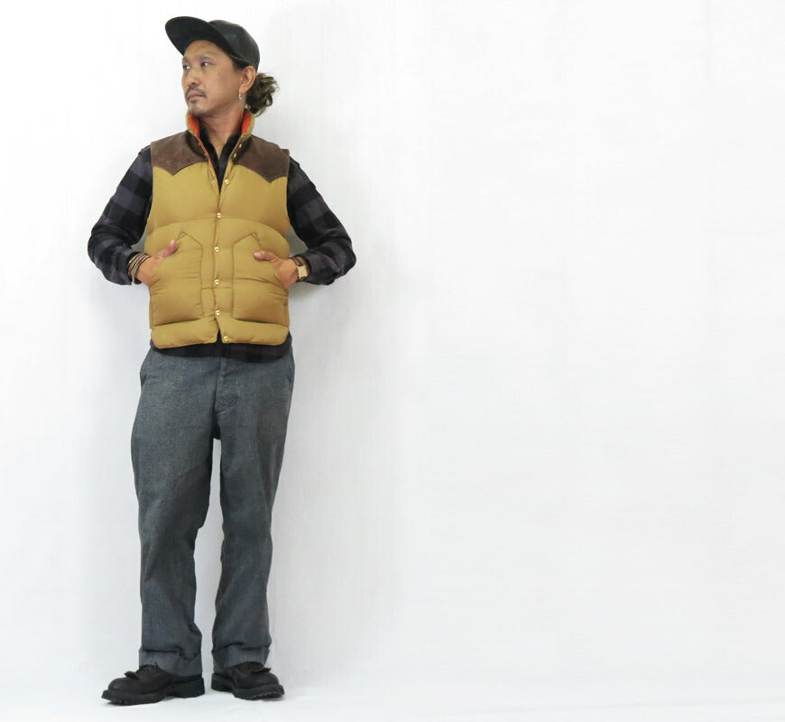 ウェアハウス WAREHOUSE ロッキーマウンテン フェザーベッド ROCKY MOUNTAIN FEATHERBED ナイロン ダウンベスト ホースハイド レザーヨーク NYLON DOWN VEST ホワイトダックダウン WH2234 【2025年秋冬新作】