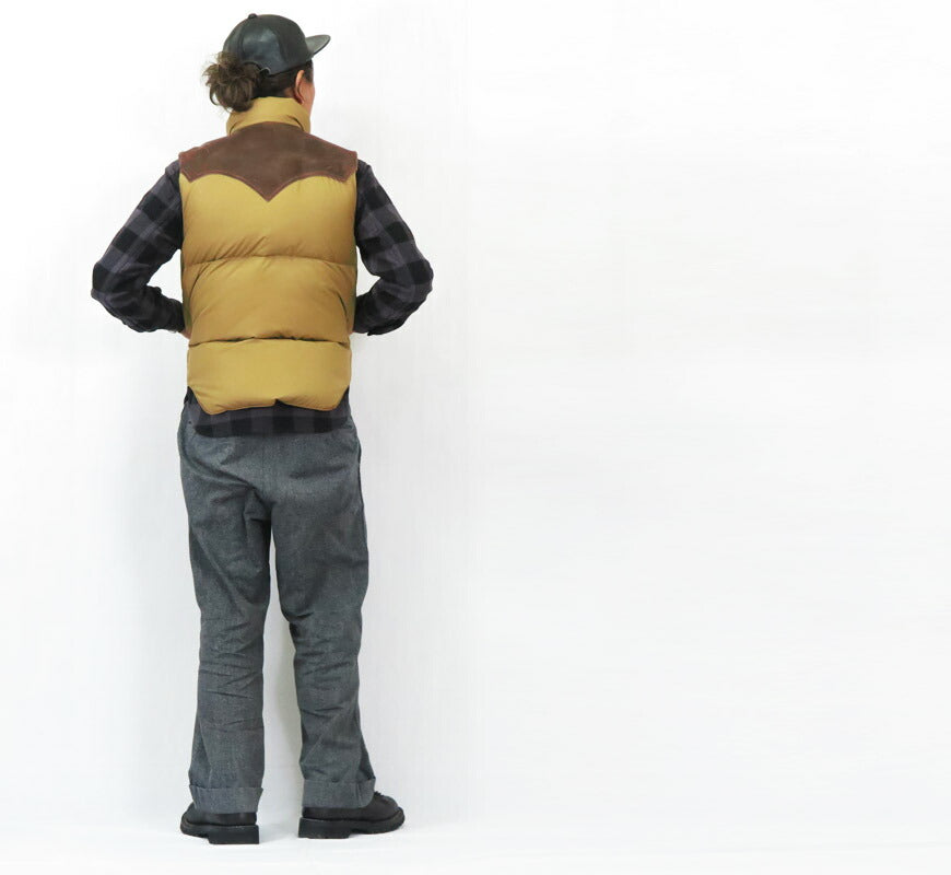 ウェアハウス WAREHOUSE ロッキーマウンテン フェザーベッド ROCKY MOUNTAIN FEATHERBED ナイロン ダウンベスト ホースハイド レザーヨーク NYLON DOWN VEST ホワイトダックダウン WH2234 【2025年秋冬新作】