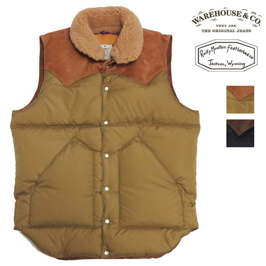 ウェアハウス WAREHOUSE ロッキーマウンテン フェザーベッド ROCKY MOUNTAIN FEATHERBED ナイロン クリスティ ダウンベスト ホースハイド レザーヨーク NYLON CHRISTY DOWN VEST ホワイトダックダウン WH2235 【2025年秋冬新作】