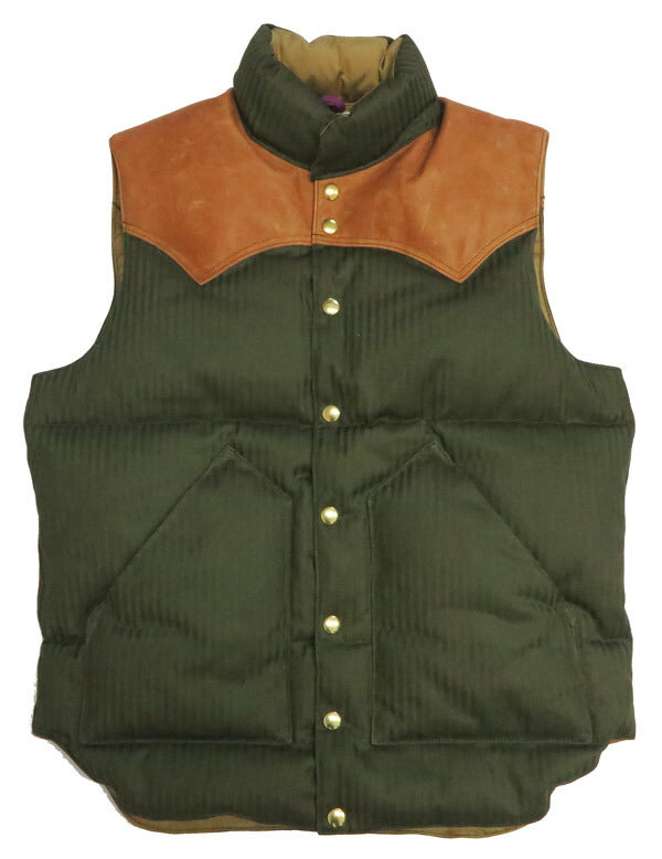 ウェアハウス WAREHOUSE ロッキーマウンテン フェザーベッド ROCKY MOUNTAIN FEATHERBED 硫化染コットンヘリンボーン ダウンベスト ホースハイド レザーヨーク NYLON DOWN VEST ホワイトダックダウン WH2236 【2025年秋冬新作】