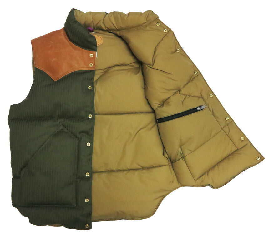 ウェアハウス WAREHOUSE ロッキーマウンテン フェザーベッド ROCKY MOUNTAIN FEATHERBED 硫化染コットンヘリンボーン ダウンベスト ホースハイド レザーヨーク NYLON DOWN VEST ホワイトダックダウン WH2236 【2025年秋冬新作】