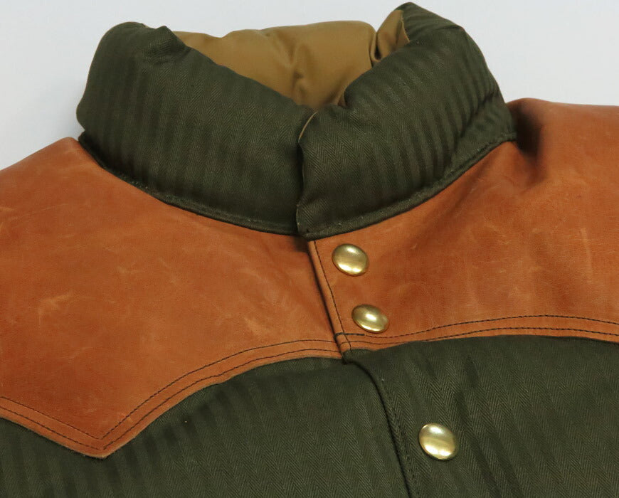 ウェアハウス WAREHOUSE ロッキーマウンテン フェザーベッド ROCKY MOUNTAIN FEATHERBED 硫化染コットンヘリンボーン ダウンベスト ホースハイド レザーヨーク NYLON DOWN VEST ホワイトダックダウン WH2236 【2025年秋冬新作】