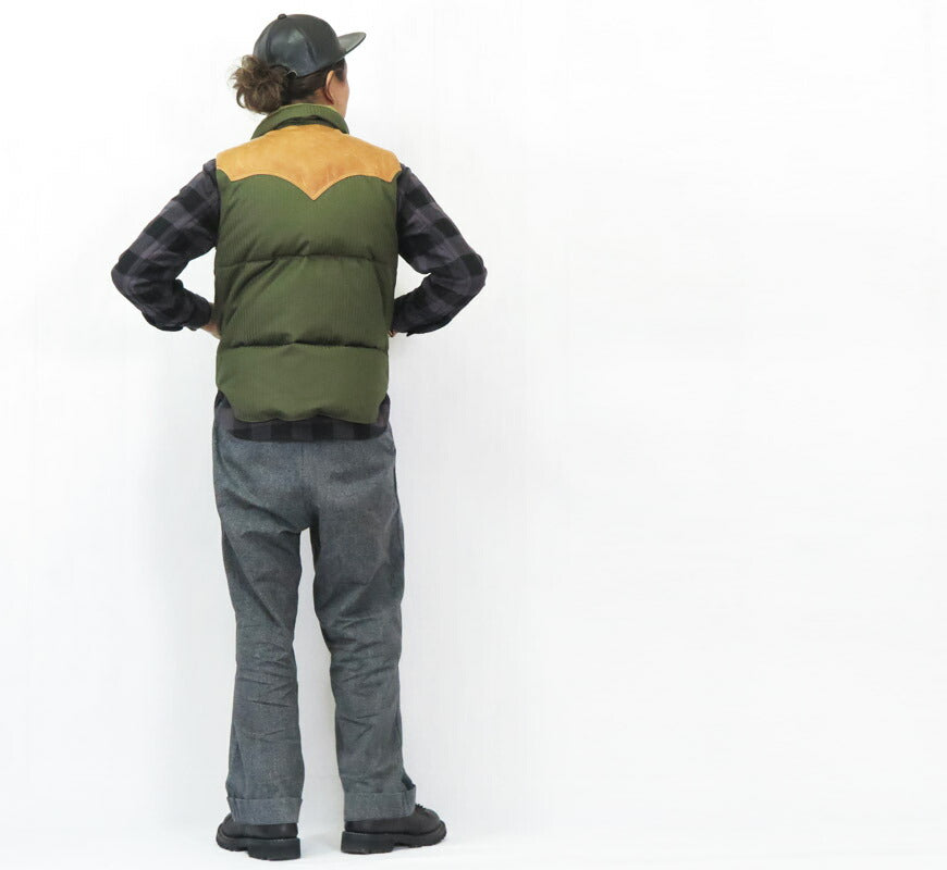 ウェアハウス WAREHOUSE ロッキーマウンテン フェザーベッド ROCKY MOUNTAIN FEATHERBED 硫化染コットンヘリンボーン ダウンベスト ホースハイド レザーヨーク NYLON DOWN VEST ホワイトダックダウン WH2236 【2025年秋冬新作】