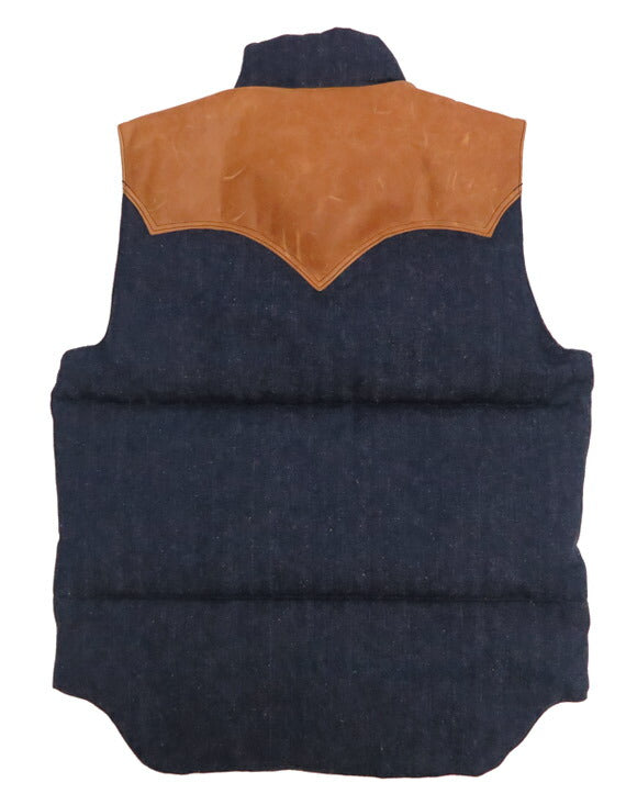 ウェアハウス WAREHOUSE ロッキーマウンテン フェザーベッド ROCKY MOUNTAIN FEATHERBED インディゴヘリンボーン ダウンベスト ホースハイド レザーヨーク NYLON DOWN VEST ホワイトダックダウン WH2237 【2025年秋冬新作】