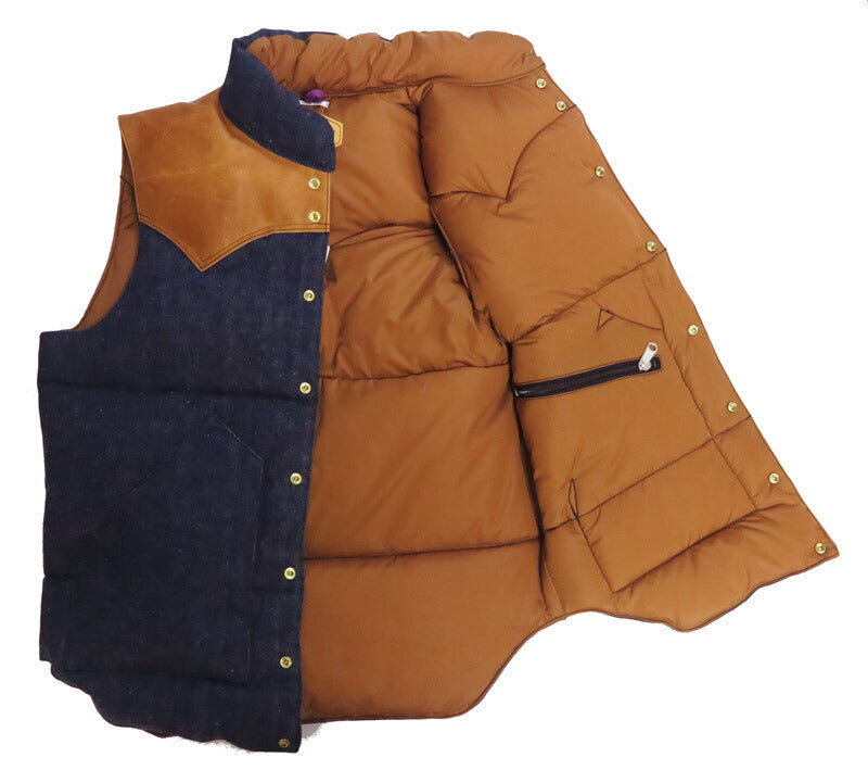 ウェアハウス WAREHOUSE ロッキーマウンテン フェザーベッド ROCKY MOUNTAIN FEATHERBED インディゴヘリンボーン ダウンベスト ホースハイド レザーヨーク NYLON DOWN VEST ホワイトダックダウン WH2237 【2025年秋冬新作】