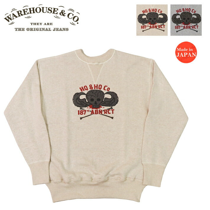 ウェアハウス WAREHOUSE 長袖 クルーネック プリント スウェット 4本針 HQ & HQ Co WH401 【2025年春夏新作】