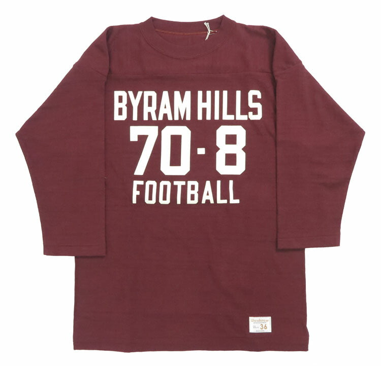 ウェアハウス WAREHOUSE 7分袖 Tシャツ フットボール "BYRAM HILLS" WH4063【2024-25年秋冬新作】