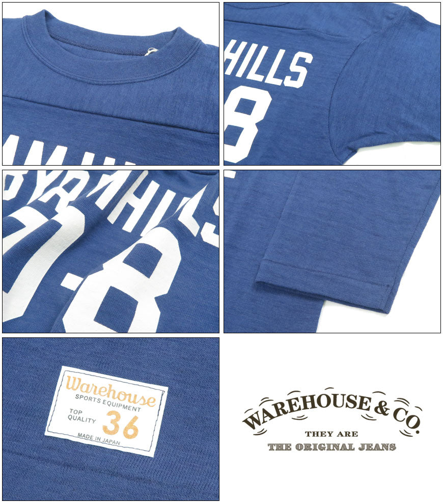 ウェアハウス WAREHOUSE 7分袖 Tシャツ フットボール "BYRAM HILLS" WH4063【2024-25年秋冬新作】