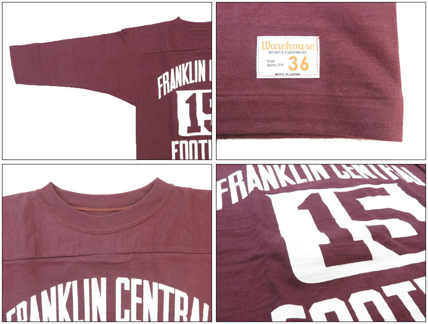 ウェアハウス WAREHOUSE 7分袖 Tシャツ フットボール ”FRANKLIN CENTRAL" WH4063-FRANKLIN【2025年春夏新作】