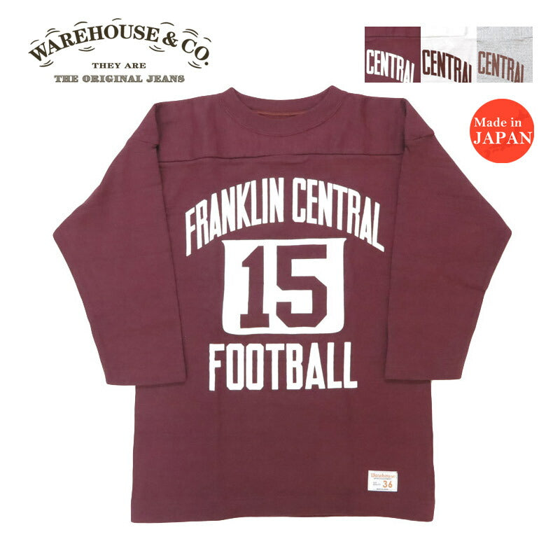 ウェアハウス WAREHOUSE 7分袖 Tシャツ フットボール ”FRANKLIN CENTRAL" WH4063-FRANKLIN【2025年春夏新作】