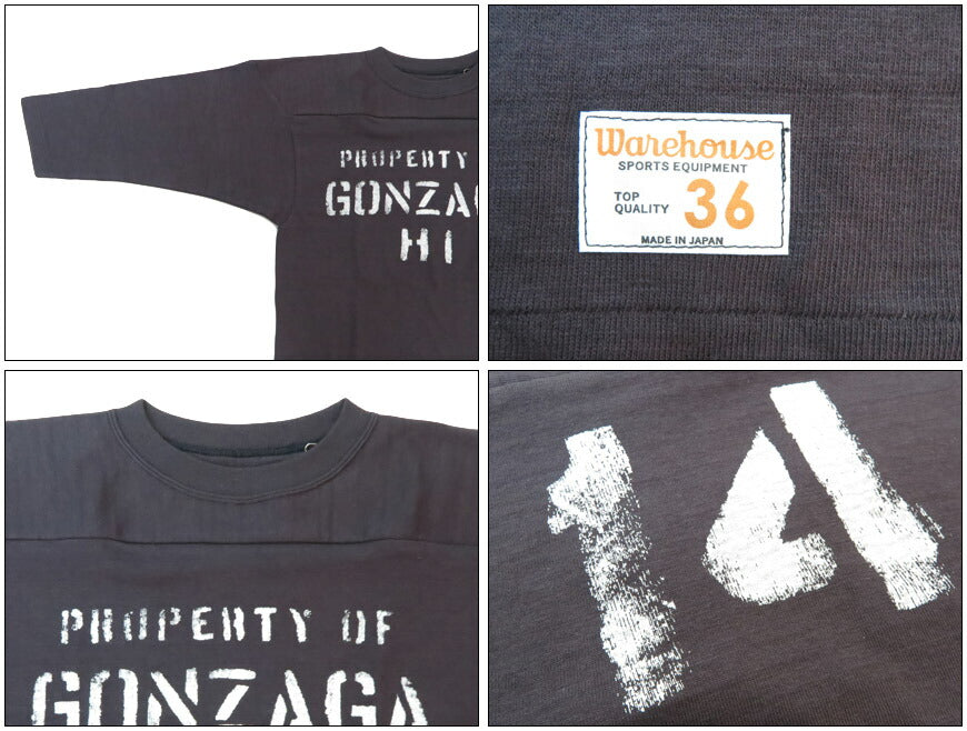ウェアハウス WAREHOUSE 7分袖 Tシャツ フットボール ”GONZAGA HI" WH4063-GONZAGA【2025年春夏新作】