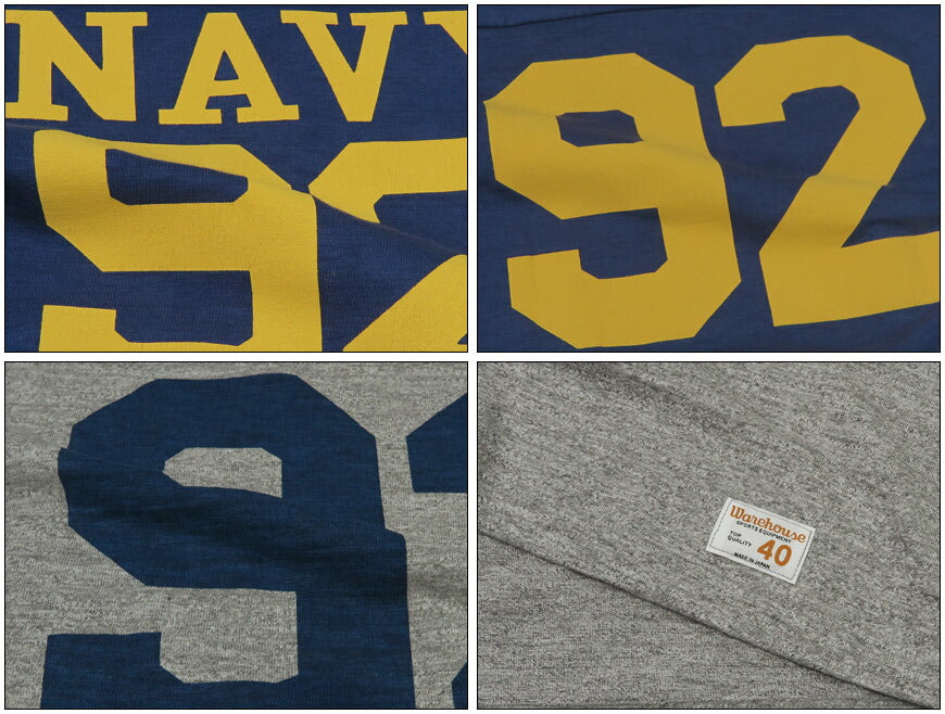 ウェアハウス WAREHOUSE Lot.4063 7分袖 Tシャツ フットボール NAVY92 【2025年秋冬新作】
