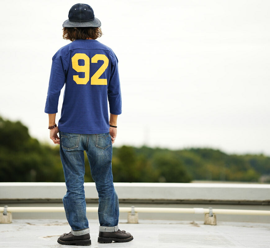 ウェアハウス WAREHOUSE Lot.4063 7分袖 Tシャツ フットボール NAVY92 【2025年秋冬新作】
