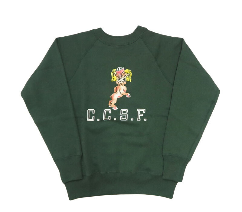 ウェアハウス WAREHOUSE 長袖 ラグランスリーブ クルーネック スウェット フロッキープリント C.C.S.F. Lot.409 【2025年秋冬新作】