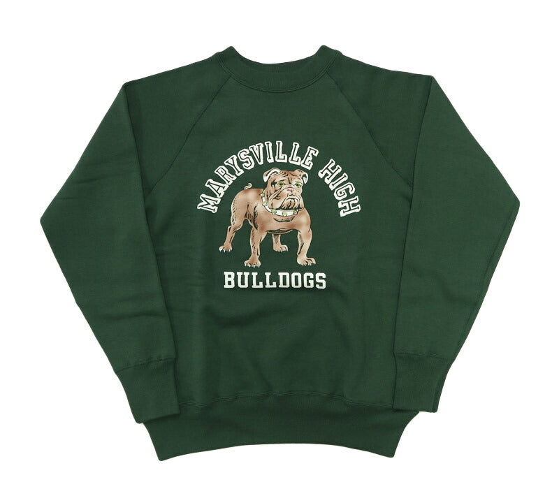 ウェアハウス WAREHOUSE 長袖 ラグランスリーブ クルーネック スウェット フロッキープリント"MARYSVILL HIGH" Lot.409 【2025年秋冬新作】