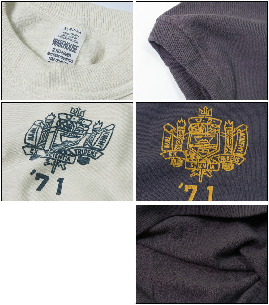ウェアハウス WAREHOUSE 半袖 スウェット Tシャツ U.S.NAVAL ACADEMY 2ND-HAND セカンドハンド セコハン 4104 【2025年春夏新作】