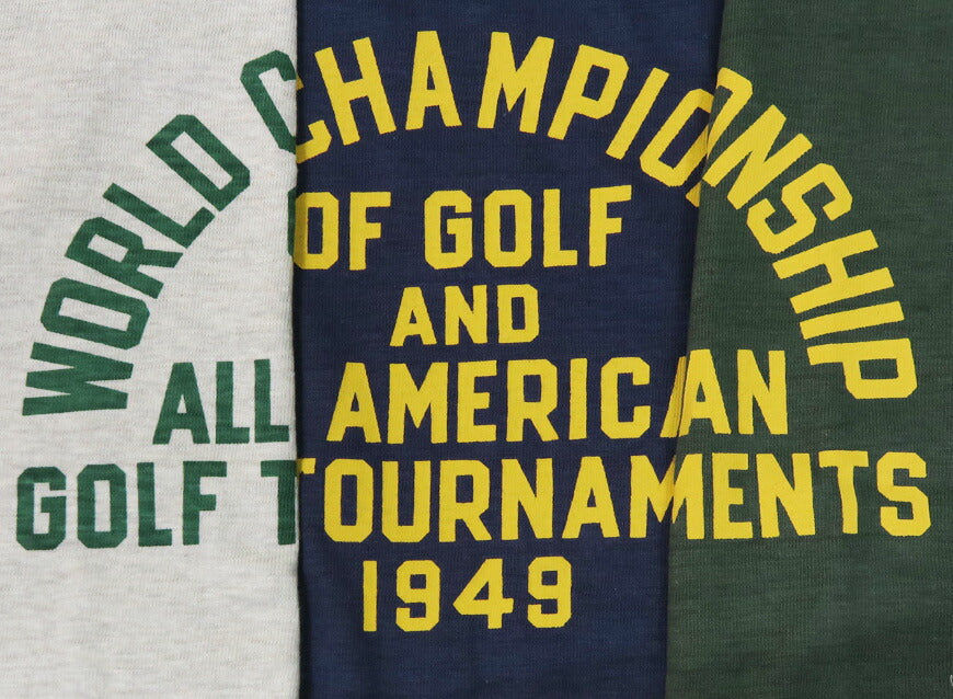 ウェアハウス WAREHOUSE プリント 半袖 Tシャツ GOLF TOURNAMENTS シャドーボーダー ローゲージ編み WH4601【2025年春夏新作】