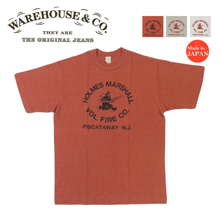 ウェアハウス WAREHOUSE プリント 半袖 Tシャツ HOLMES MARSHALL シャドーボーダー ローゲージ編み WH4601【2025年春夏新作】