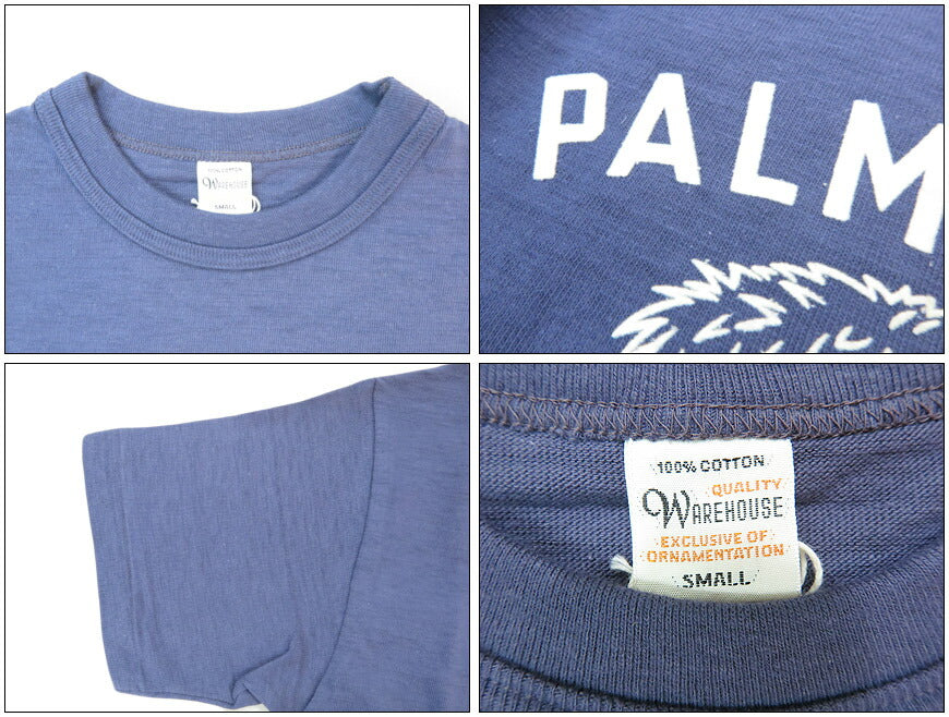 ウェアハウス WAREHOUSE フロッキー プリント 半袖 Tシャツ "PALMETTO BOYS STATE" シャドーボーダー ローゲージ編み WH4601【2025年春夏新作】