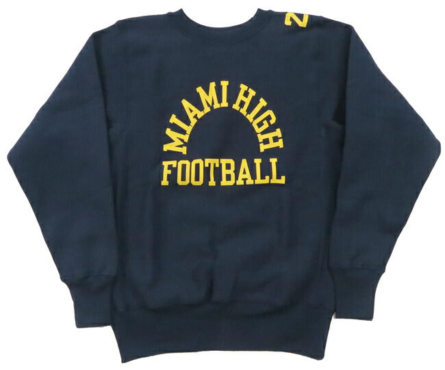 ウェアハウス WAREHOUSE 長袖 リバーススタイル クルーネック プリント スウェット トレーナー MIAMI HIGH FOOTBALL WH483 【2024-25年秋冬新作】