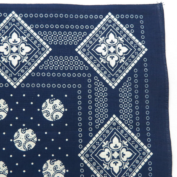 WAREHOUSE ウェアハウス セルビッジ バンダナ ジオメトリックパターン インディゴ染め SELVEDGE BANDANA GEOMETRIC PATTERN WH5244【2024-25年秋冬新作】