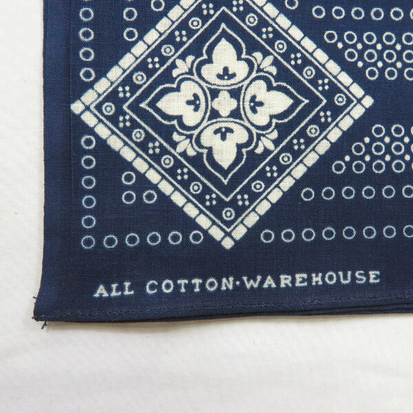 WAREHOUSE ウェアハウス セルビッジ バンダナ ジオメトリックパターン インディゴ染め SELVEDGE BANDANA GEOMETRIC PATTERN WH5244【2024-25年秋冬新作】