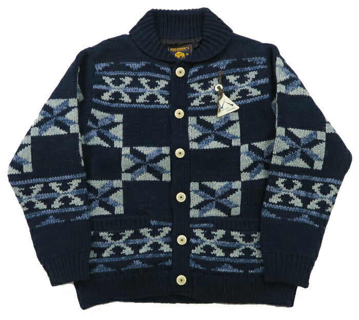フェローズ Pherrow's 長袖 ハンドニット フィッシャーマン カーディガン ニット ネパール製 24W-PNS-CARDIGAN 【2024-25年秋冬新作】