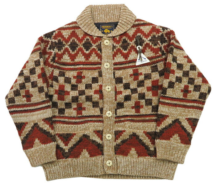 フェローズ Pherrow's 長袖 ハンドニット フィッシャーマン カーディガン ニット ネパール製 24W-PNS-CARDIGAN 【2024-25年秋冬新作】