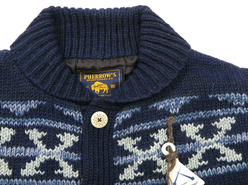 フェローズ Pherrow's 長袖 ハンドニット フィッシャーマン カーディガン ニット ネパール製 24W-PNS-CARDIGAN 【2024-25年秋冬新作】