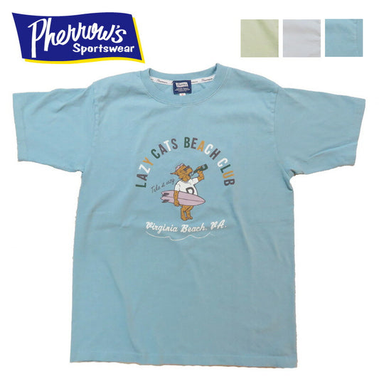 フェローズ PHERROW'S 半袖 Tシャツ バックプリント 「LAZY CATS BEACH CLUB 」25S-PT10【2025年春夏新作】