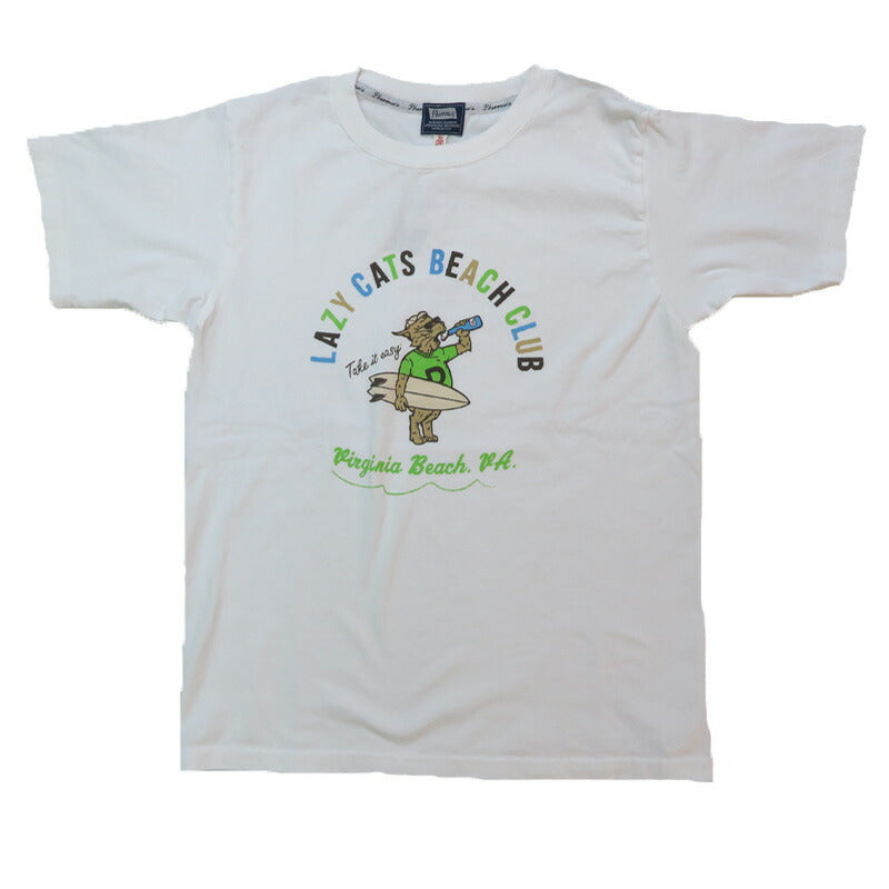 フェローズ PHERROW'S 半袖 Tシャツ バックプリント 「LAZY CATS BEACH CLUB 」25S-PT10【2025年春夏新作】