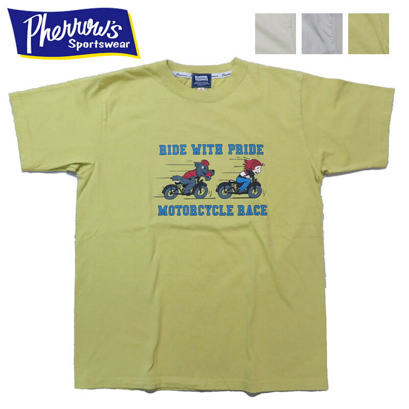 フェローズ PHERROW'S 半袖 プリントTシャツ 「RIDE WITH PRIDE 」25S-PT14【2025年春夏新作】