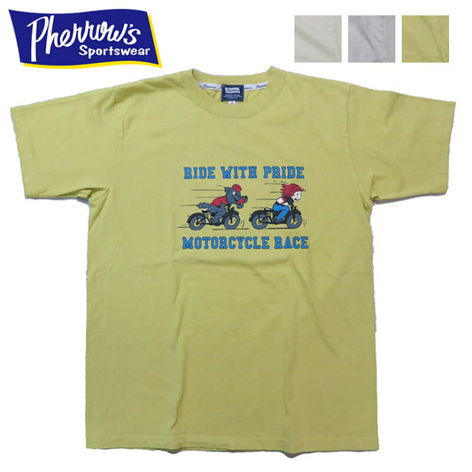 フェローズ PHERROW'S 半袖 プリントTシャツ 「RIDE WITH PRIDE 」25S-PT14【2025年春夏新作】