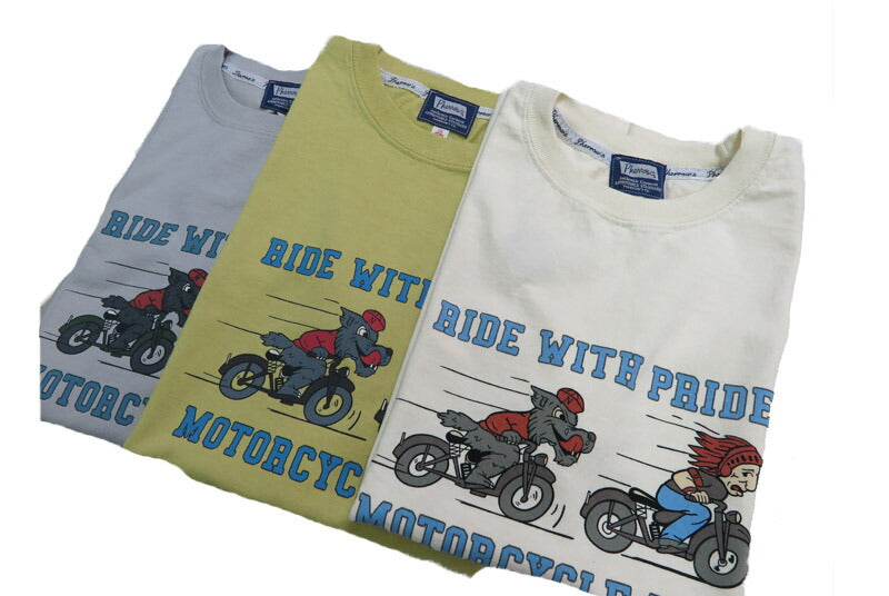 フェローズ PHERROW'S 半袖 プリントTシャツ 「RIDE WITH PRIDE 」25S-PT14【2025年春夏新作】