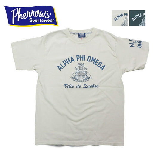 フェローズ PHERROW'S 半袖 プリントTシャツ「ALPHA PHI OMEGA」25S-PT21【2025年春夏新作】