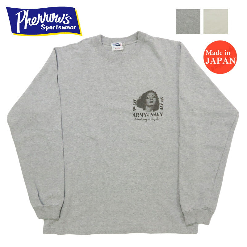フェローズ PHERROW'S 長袖 Tシャツ プリント ARMY&NAVY 25W-PLT4 【2025年秋冬新作】
