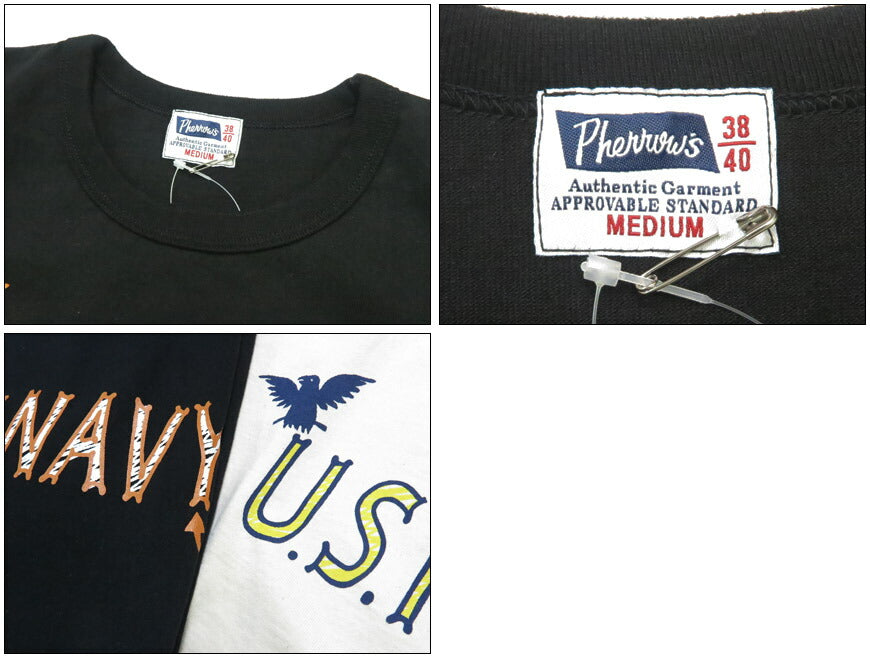 フェローズ PHERROW'S 半袖 Tシャツ「U.S.NAVY」プリント 26S-PMT4【2026年春夏新作】