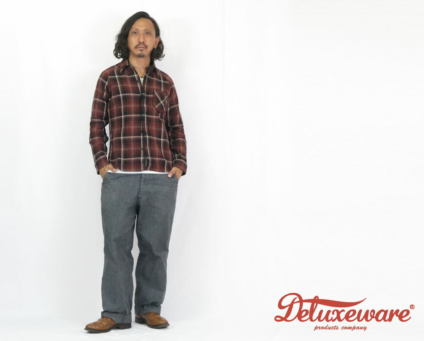 デラックスウェア DELUXEWARE 長袖 シャツ チェック ラグランスリーブ ”DELUXE STYLE SHIRT” 7649B【2024-25年秋冬新作】